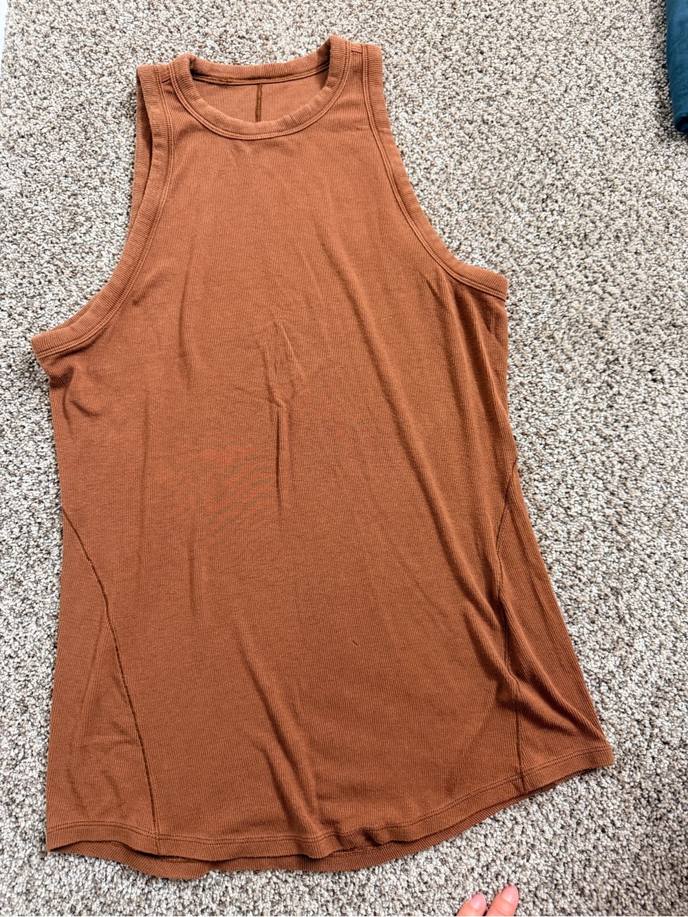 lululemon athletica Ribbed Rust-Colored Sleeveless Tank